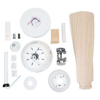 Aigostar - LED Dimmable ceiling fan LED/20W/230V 2700-6500K 132cm white/beige + remote control