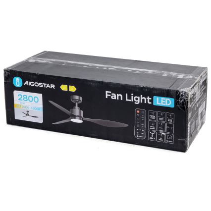 Aigostar - LED Dimmable ceiling fan LED/20W/230V 2700-6500K 132cm black + remote control