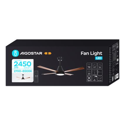 Aigostar - LED Dimmable ceiling fan LED/24W/230V 2700-6500K 132cm + remote control