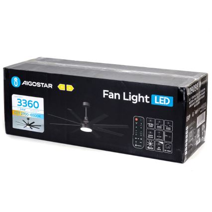 Aigostar - LED Dimmable ceiling fan LED/24W/230V 2700-6500K 165cm black + remote control