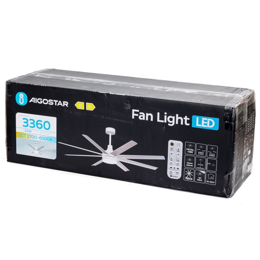 Aigostar - LED Dimmable ceiling fan LED/24W/230V 2700-6500K d. 165 cm + remote control white