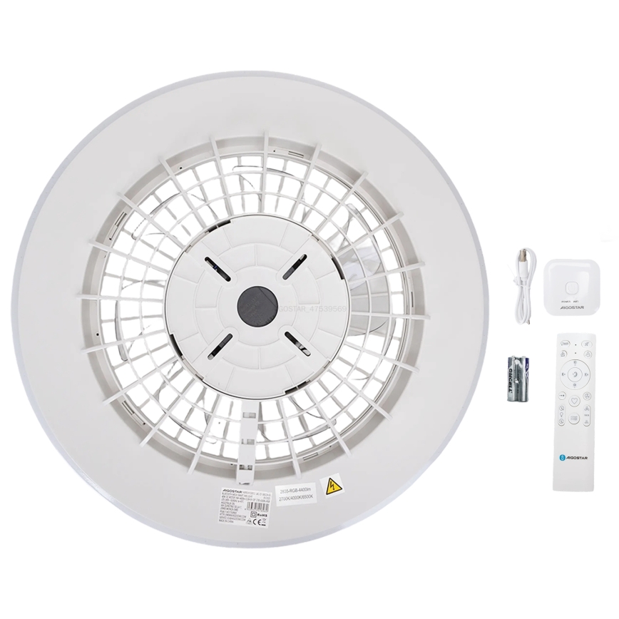 Aigostar - LED Dimmable ceiling light with a fan LED/40W/230V 2700-6500K d. 48,5 cm white + remote control