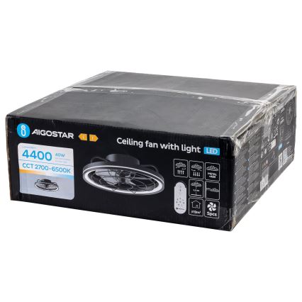 Aigostar - LED Dimmable ceiling fan LED/40W/230V 2700-6500K d. 48 cm + remote control black