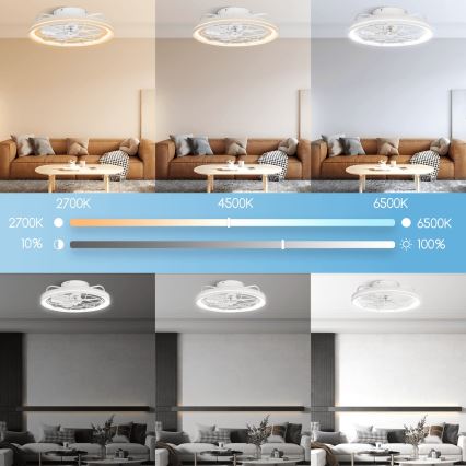 Aigostar - LED Dimmable ceiling fan LED/40W/230V 2700-6500K d. 48 cm + remote control white