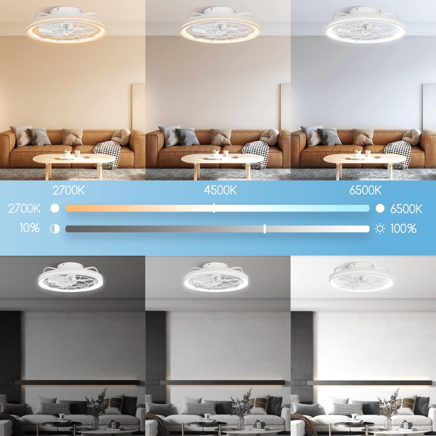 Aigostar - LED Dimmable ceiling fan LED/40W/230V 2700-6500K d. 48 cm + remote control white