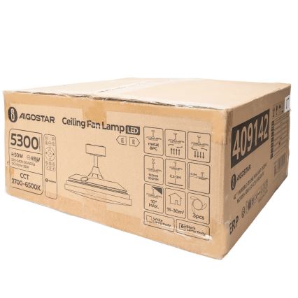 Aigostar - LED Dimmable ceiling fan LED/50W/230V 2700-6500K 106cm black + remote control