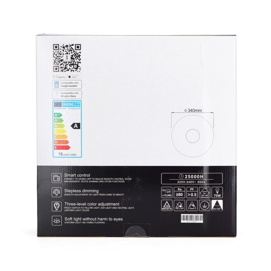 Aigostar - LED Dimmable ceiling light LED/18W/230V d. 34 cm Wi-Fi