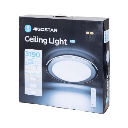 Aigostar - LED Dimmable Ceiling Light LED/30W/230V 2700-6500K dia. 42.9 cm Chrome + Remote Control