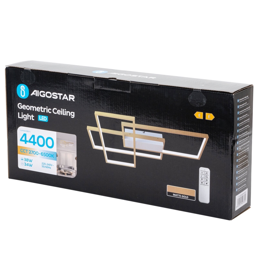 Aigostar - LED Dimmable ceiling light LED/38W/230V 2700-6500K + remote control