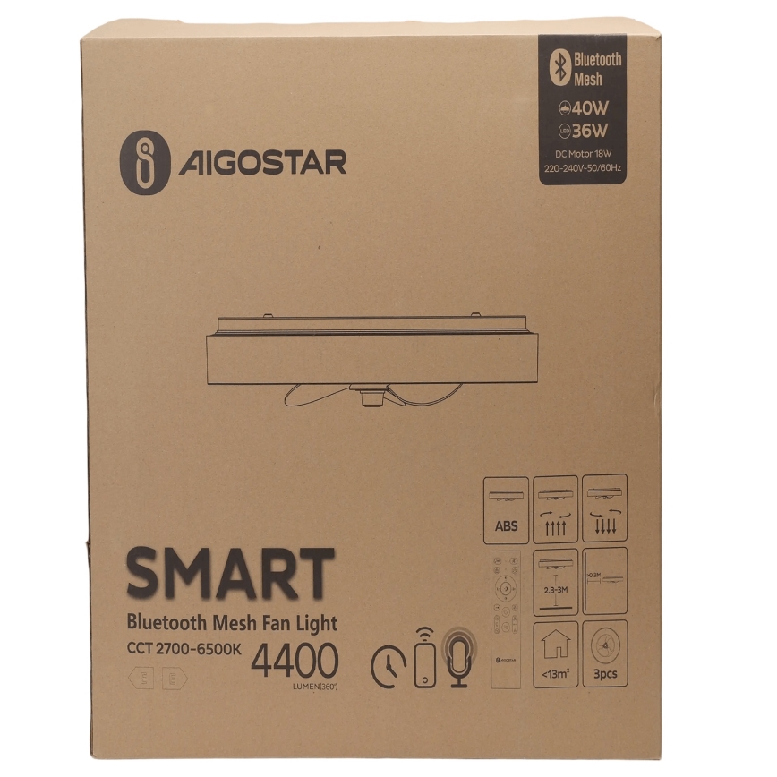 Aigostar - LED Dimmable ceiling light with a fan MESH LED/40W/230V 2700-6500K black + remote control