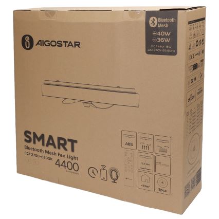 Aigostar - LED Dimmable ceiling light with a fan MESH LED/40W/230V 2700-6500K black + remote control