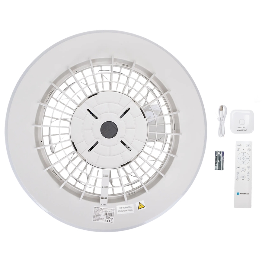 Aigostar - LED Dimmable ceiling light with a fan MESH LED/40W/230V 2700-6500K white + remote control