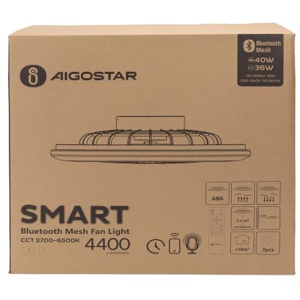 Aigostar - LED Dimmable ceiling light with a fan MESH LED/40W/230V 2700-6500K white + remote control