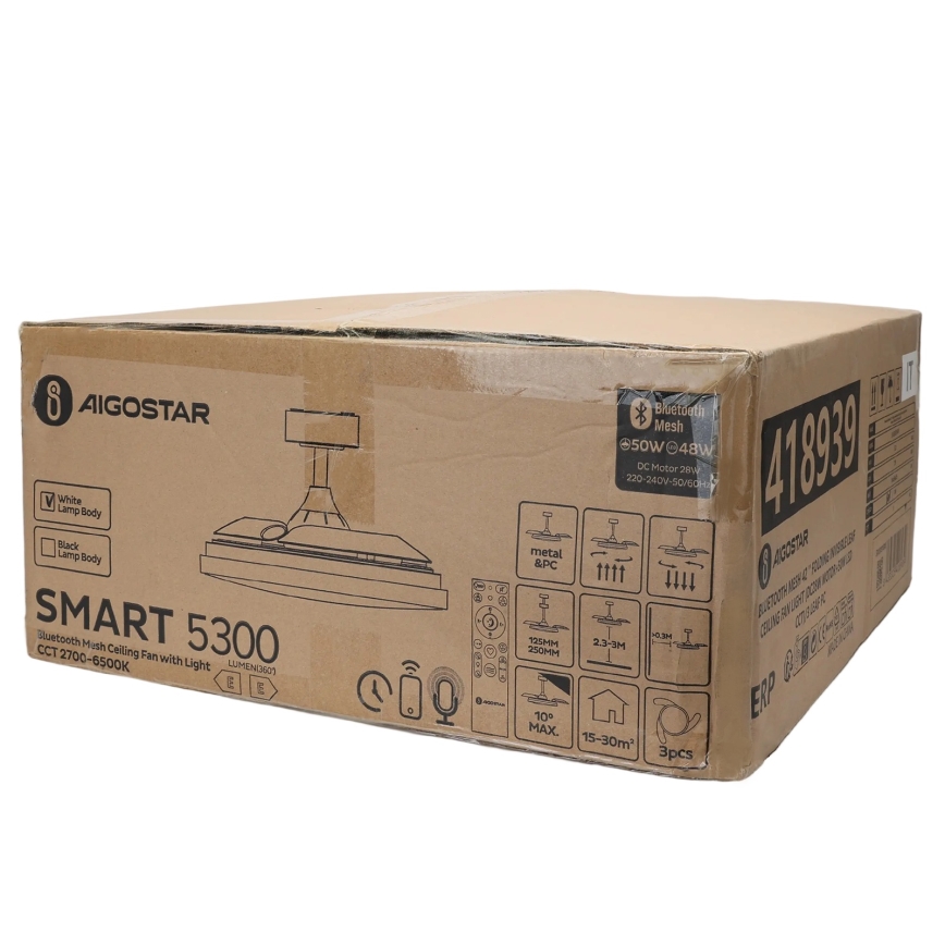 Aigostar - LED Dimmable ceiling light with a fan MESH LED/50W/230V 2700-6500K white + remote control