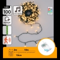 Aigostar - LED Dimmable Outdoor Christmas String with Motion Sensor 100xLED/3xAA 12m Warm White + Remote Control