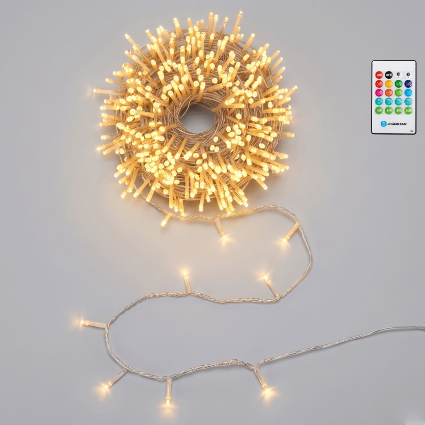 Aigostar - Dimmable LED outdoor Christmas string lights with motion sensor 100xLED/3xAA 12m warm white + remote control