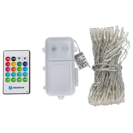 Aigostar - Dimmable LED outdoor Christmas string lights with motion sensor 100xLED/3xAA 12m warm white + remote control