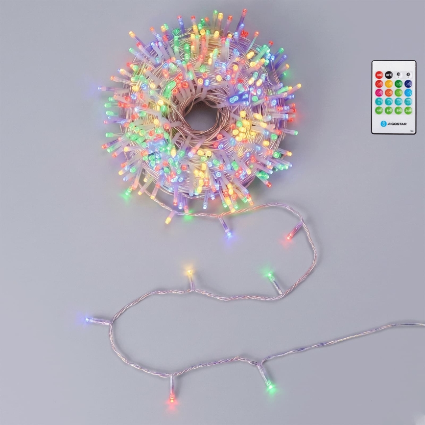 Aigostar - Dimmable LED outdoor Christmas string lights with motion sensor 100xLED/3xAA 12m multicolor + remote control