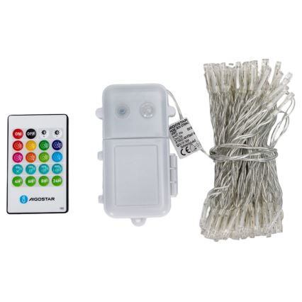 Aigostar - Dimmable LED outdoor Christmas string lights with motion sensor 100xLED/3xAA 12m multicolor + remote control