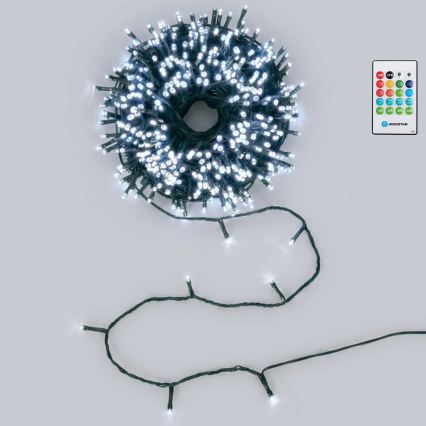 Aigostar - Dimmable LED Outdoor Christmas Light String with Motion Sensor 100xLED/3xAA 12m Cool White + Remote Control