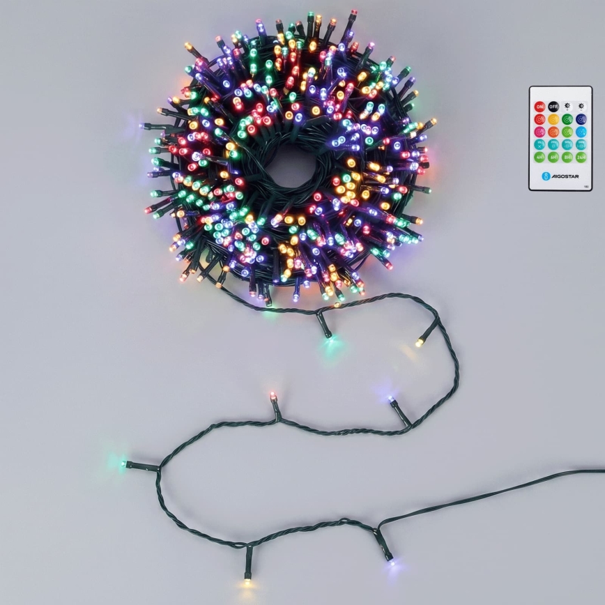 Aigostar - Dimmable LED outdoor Christmas string lights with motion sensor 100xLED/3xAA 12m multicolor + remote control