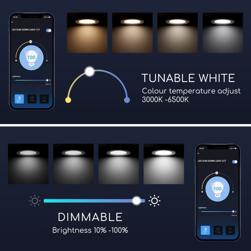Aigostar - LED Dimmable recessed light 18W/230V d. 22 cm Wi-Fi