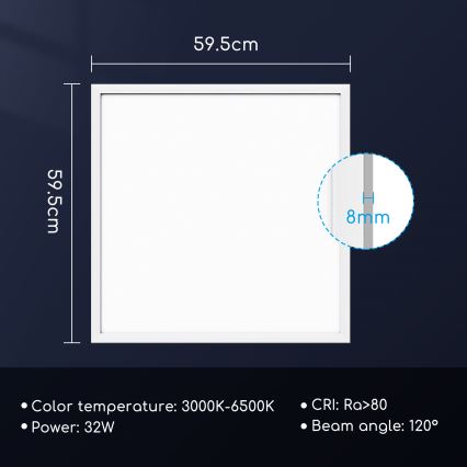 Aigostar - LED Dimmable recessed panel 32W/230V Wi-Fi 60x60 cm