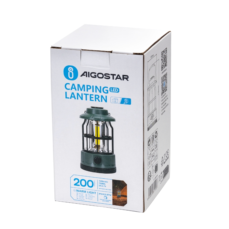 Aigostar -  LED Dimmable rechargeable camping flashlight LED/2,87W/3,7V