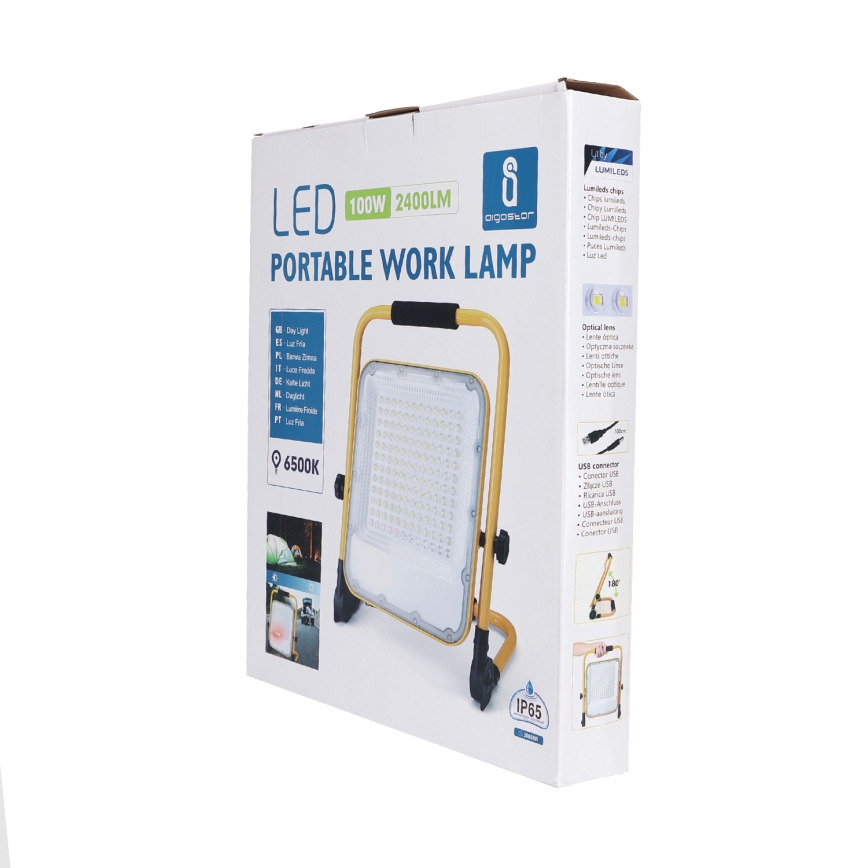 Aigostar - LED Dimmable rechargeable floodlight LED/100W/5V 6500K IP65