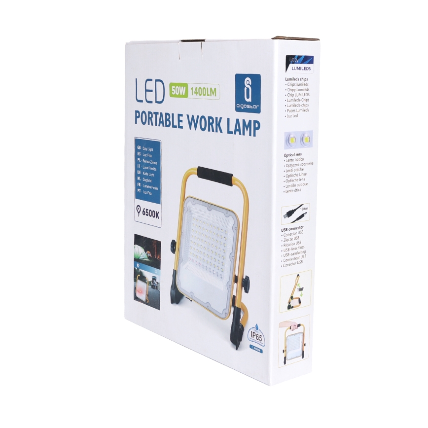 Aigostar - LED Dimmable rechargeable floodlight LED/50W/5V 6500K IP65