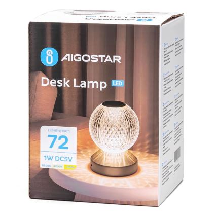 Aigostar - LED Dimmable rechargeable table lamp LED/1W/5V 2700/4000/6500K 1800mAh 13,5 cm