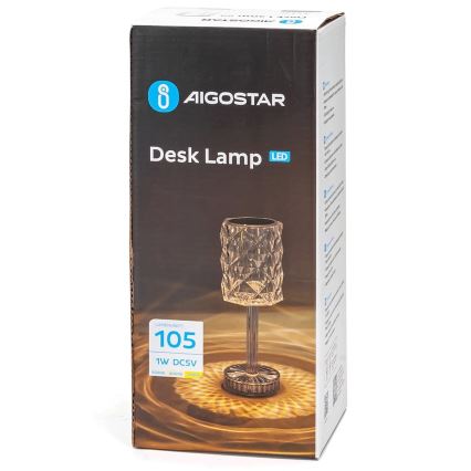 Aigostar - LED Dimmable rechargeable table lamp LED/1W/5V 2700/4000/6500K 1800mAh 26 cm