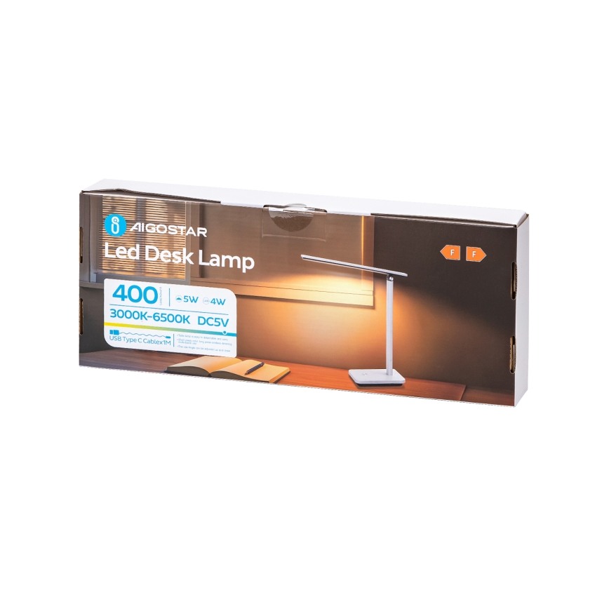 Aigostar - LED Dimmable rechargeable table lamp LED/5W/5V 3000-6500K white/black