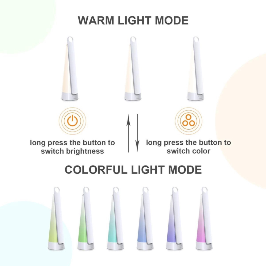 Aigostar - LED Dimmable rechargeable table lamp LED/7W/5V 4000K 4400 mAh white