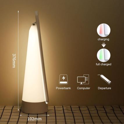 Aigostar - LED Dimmable rechargeable table lamp LED/7W/5V 4000K 4400 mAh white