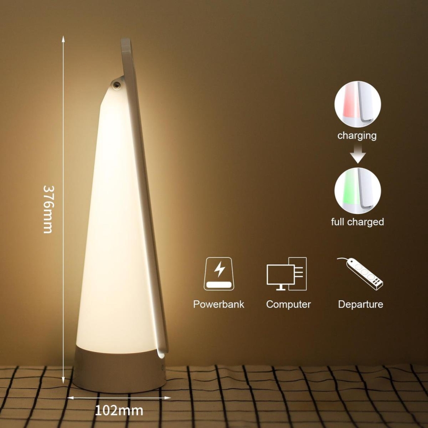 Aigostar - LED Dimmable rechargeable table lamp LED/7W/5V 4000K 4400 mAh white