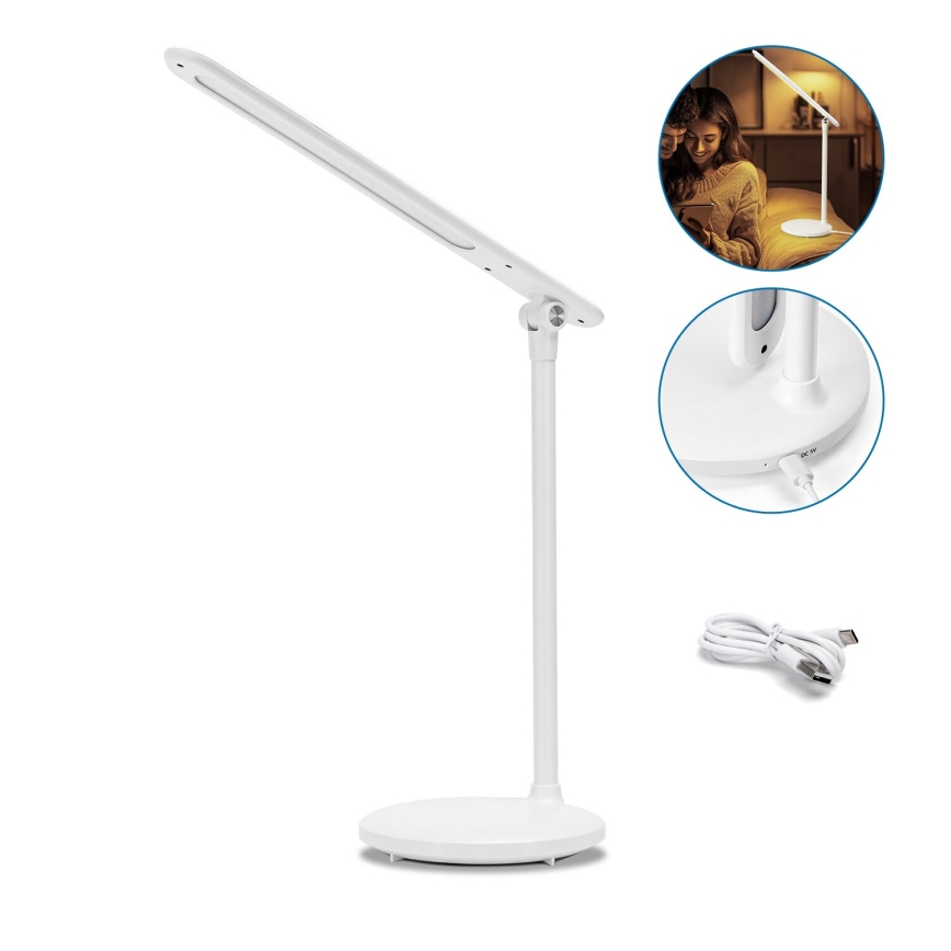 Aigostar - LED Dimmable rechargeable touch table lamp LED/3W/5V 1200mAh 3000/4000/6500K