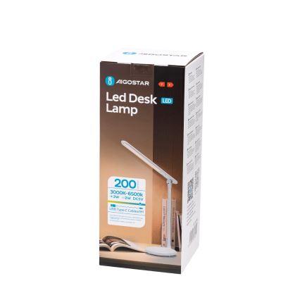 Aigostar - LED Dimmable rechargeable touch table lamp LED/3W/5V 1200mAh 3000/4000/6500K