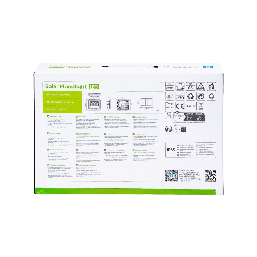 Aigostar - LED Dimmable solar floodlight LED/100W/3,4V IP65 + remote control