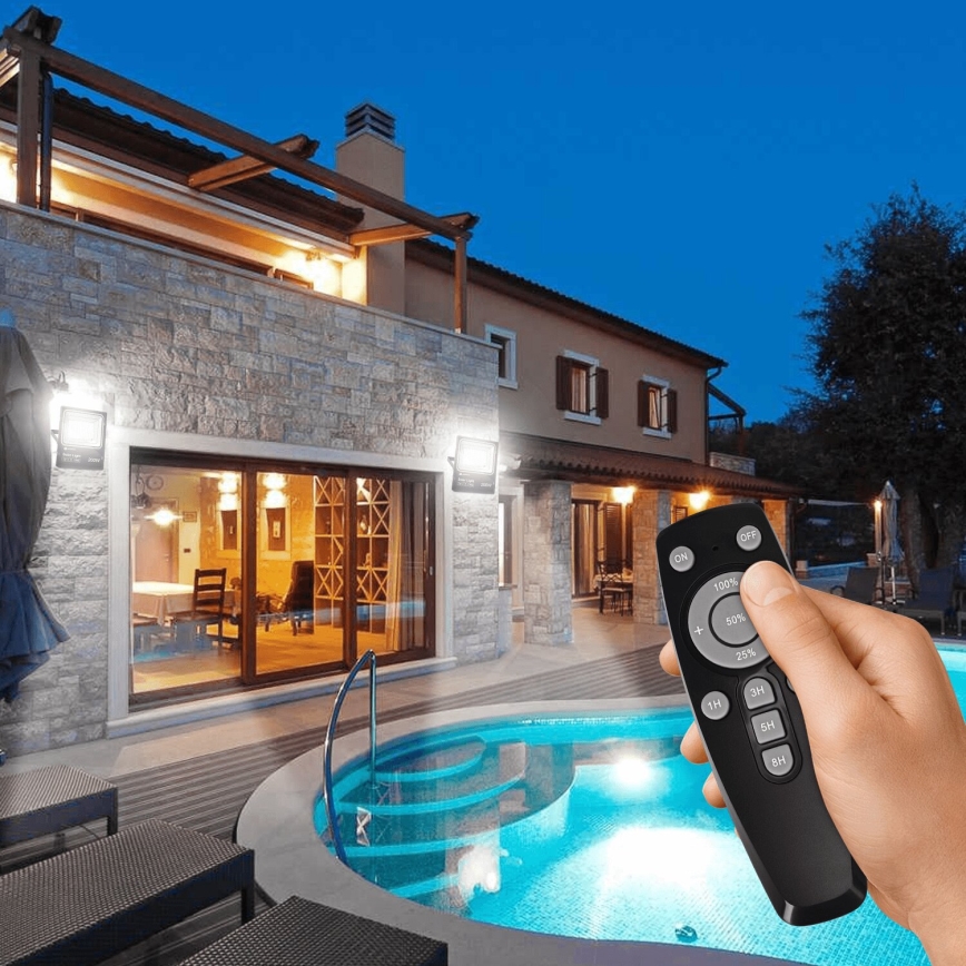 Aigostar - LED Dimmable solar floodlight LED/200W/3,2V IP66 + remote control