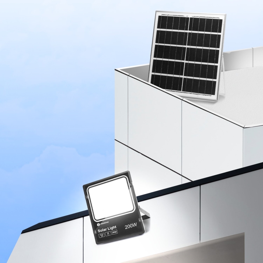 Aigostar - LED Dimmable solar floodlight LED/200W/3,2V IP66 + remote control