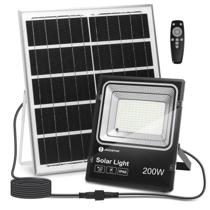 Aigostar - LED Dimmable solar floodlight LED/200W/3,2V IP66 + remote control