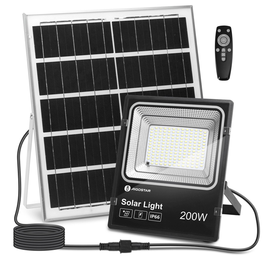 Aigostar - LED Dimmable solar floodlight LED/200W/3,2V IP66 + remote control