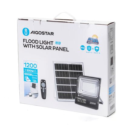 Aigostar - LED Dimmable solar floodlight LED/200W/3,2V IP66 + remote control