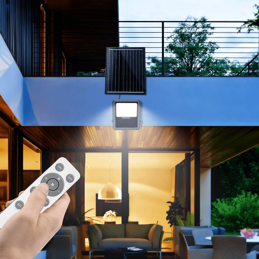 Aigostar - LED Dimmable solar floodlight LED/200W/3,4V IP65 + remote control