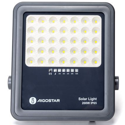 Aigostar - Dimmable LED Solar Floodlight LED/200W/3.4V IP65 15000 mAh + Remote Control