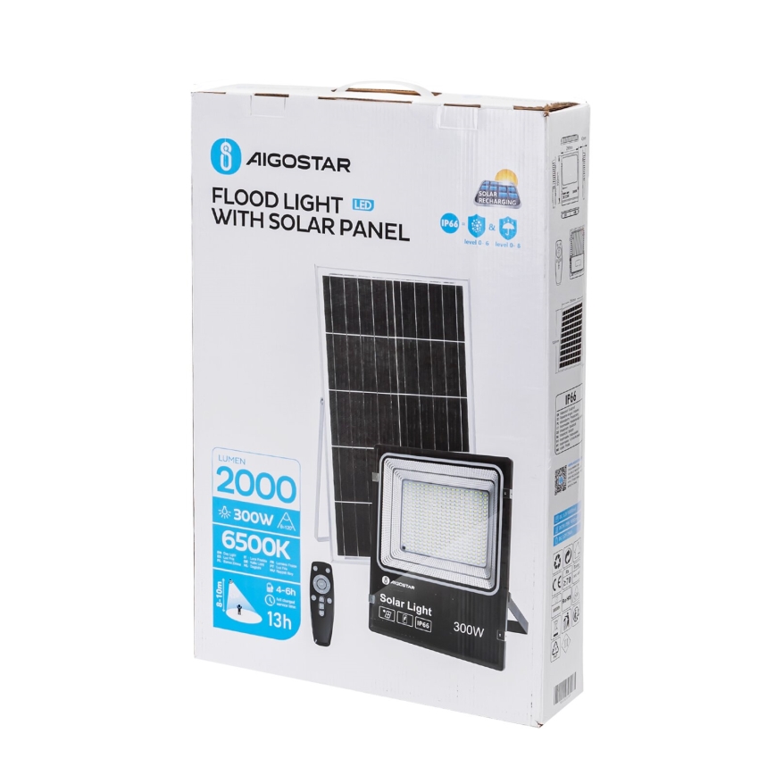 Aigostar - LED Dimmable solar floodlight LED/300W/3,2V IP66 + remote control