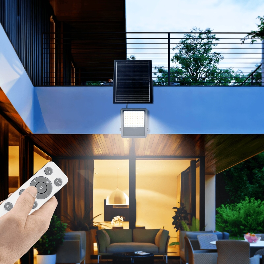 Aigostar - LED Dimmable solar floodlight LED/300W/3,4V IP65 + remote control