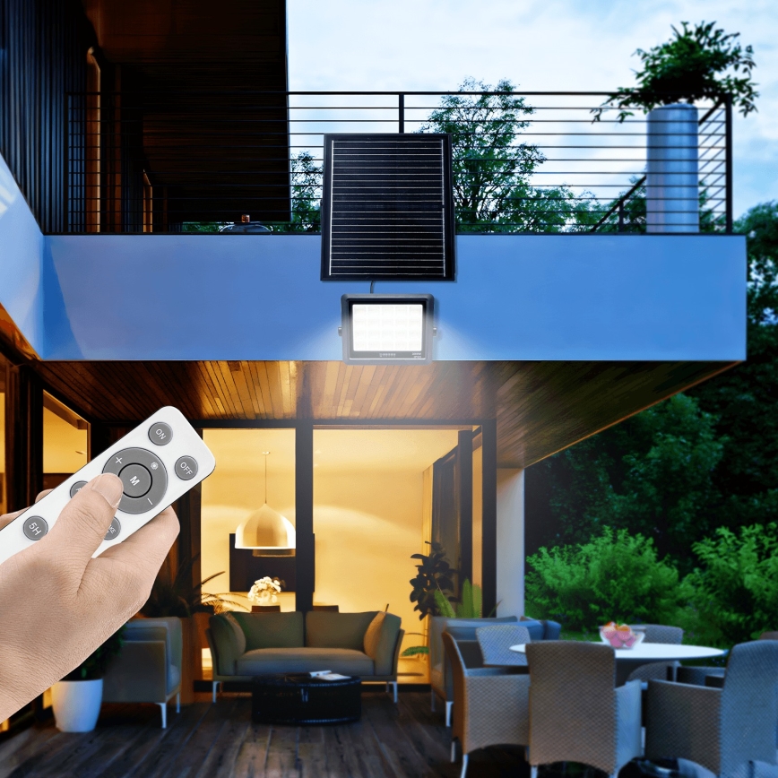 Aigostar - LED Dimmable solar floodlight LED/300W/3,4V IP65 + remote control