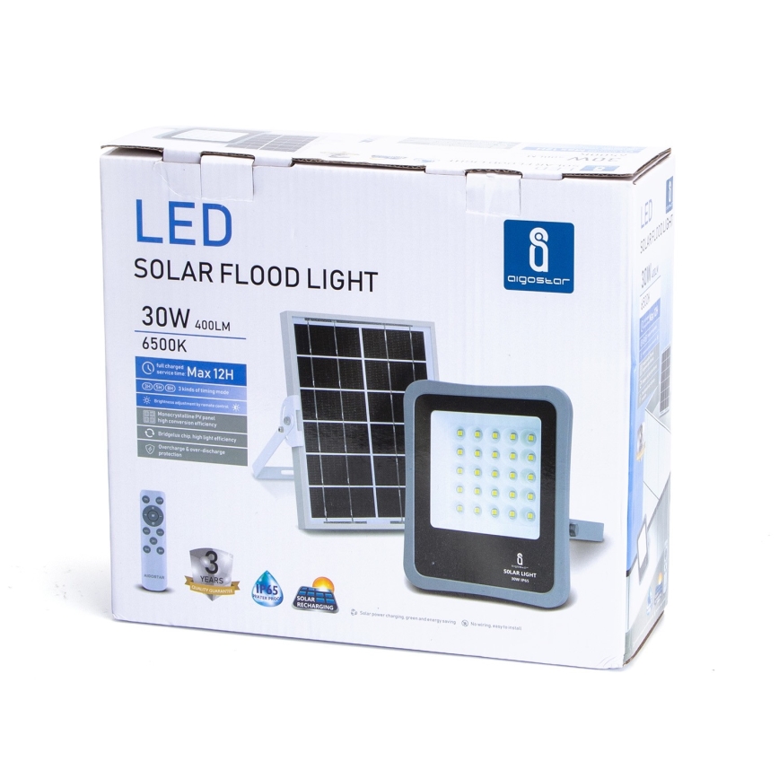 Aigostar - LED Dimmable solar floodlight LED/30W/3,2V IP67 + RC